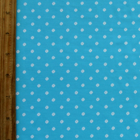 Swim Knit Nylon Lycra Tiny White Diamonds Turquoise Blue