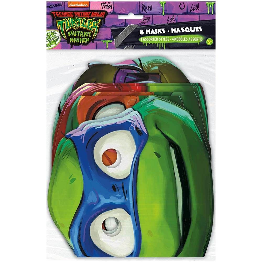 Kids TMNT Party Masks 8 Pack
