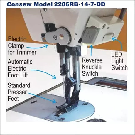 Industrial Sewing Machine Heavy-Duty Triple Feed Walking Foot - Consew 2206RB-14-7-DD