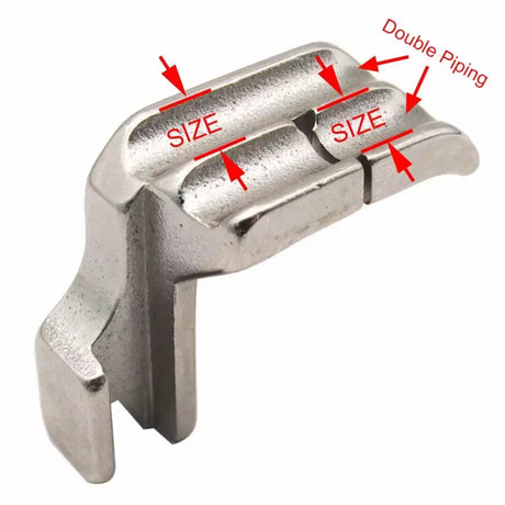 Double Welting / Piping Foot High Shank for Industrial Sewing Machines - 3.2 mm