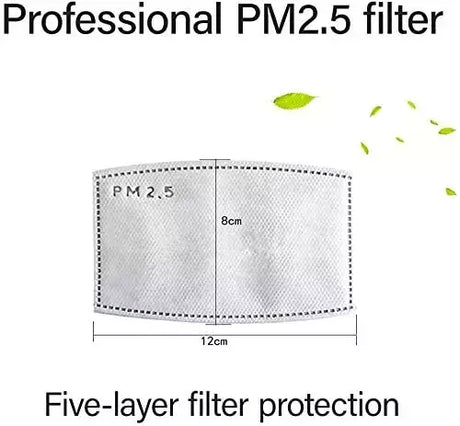 PM2.5 Activated Carbon Face Mask Filters - 5-Layer Adult Size