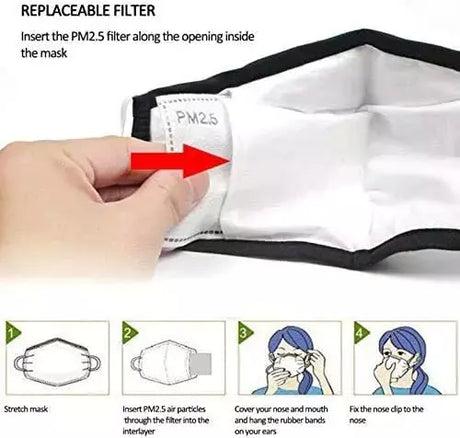PM2.5 Activated Carbon Face Mask Filters - 5-Layer Adult Size