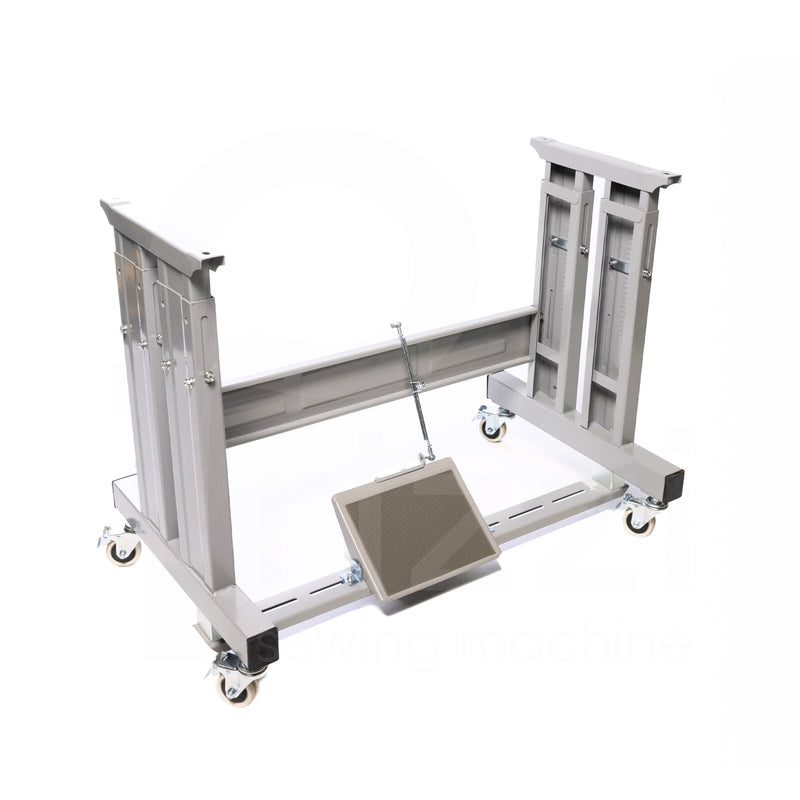 Industrial Sewing Table Frame Assembly with Locking Caster Wheels - Adjustable T-Leg