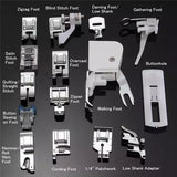 Presser Foot Kit 15-Piece Snap-On with Low Shank Adapter for Sewing Machines