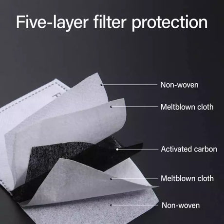 PM2.5 Activated Carbon Face Mask Filters - 5-Layer Adult Size