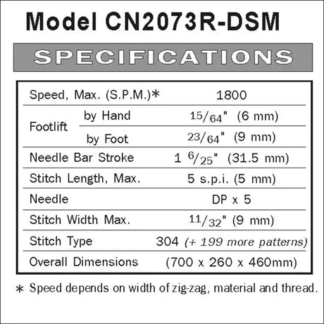 Industrial Sewing Machine Single Needle Zig-Zag Lockstitch with Servo Motor - Consew CN2073R-DSM