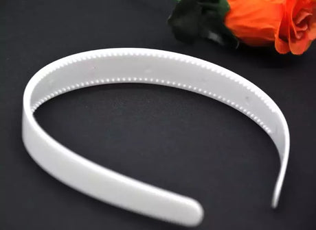 White Plastic Inner Teeth Headbands for Hair Accessories - 12 Pack