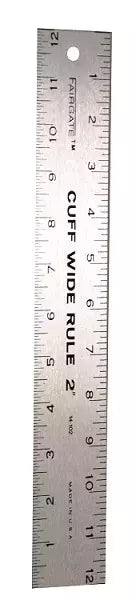 Cuff Width Ruler Calibrated Measuring Tool for Straight-Line Cuffs - 12" x 1-1/4"