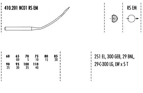 Blindstitch Machine Needles LWX5T 251EL 251LG for Industrial Machines - Size 2-1/2 to 5