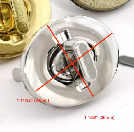 Turn Lock Metal Hardware Durable Closure for Bags - 34mm x 25mm
