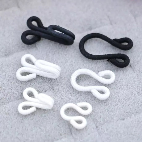 Hook & Eye Nylon Covered Fasteners for Garments - White/Black