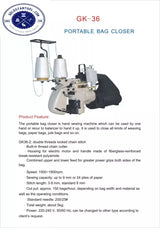 Portable Bag Closer Heavy-Duty Double Thread for Woven, Paper & Jute Bags - New-Tech GK-2006-2