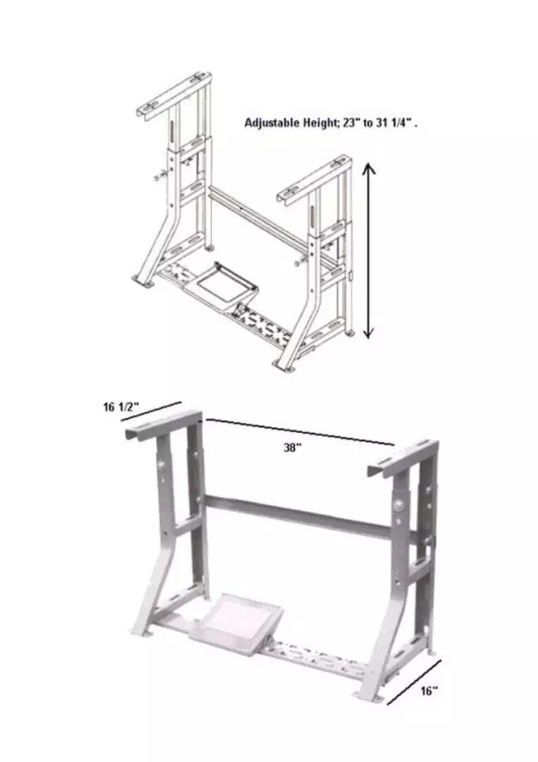Industrial Sewing Machine Table Frame Adjustable K-Leg - 28 to 34 in