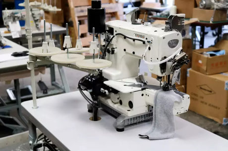 Coverstitch Industrial Sewing Machine 3-Needle Cylinder Bed Direct Drive for Professional Sewing - Kansai Special NR-9803GCC-UTE