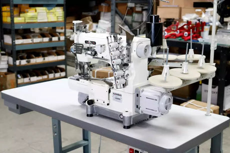 Coverstitch Industrial Sewing Machine 3-Needle Cylinder Bed Direct Drive for Professional Sewing - Kansai Special NR-9803GCC-UTE