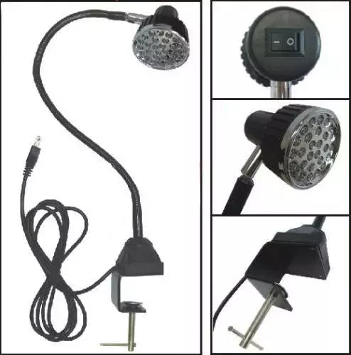 LED Task Light Gooseneck 110V with C-Clamp - 28 LEDs