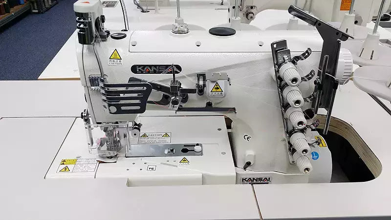 Industrial Coverstitch Sewing Machine 3-Needle Flat Bed with Binding Fittings - Kansai Special NW-8803GMG