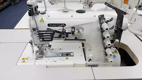 Industrial Coverstitch Sewing Machine 3-Needle Flat Bed with Binding Fittings - Kansai Special NW-8803GMG