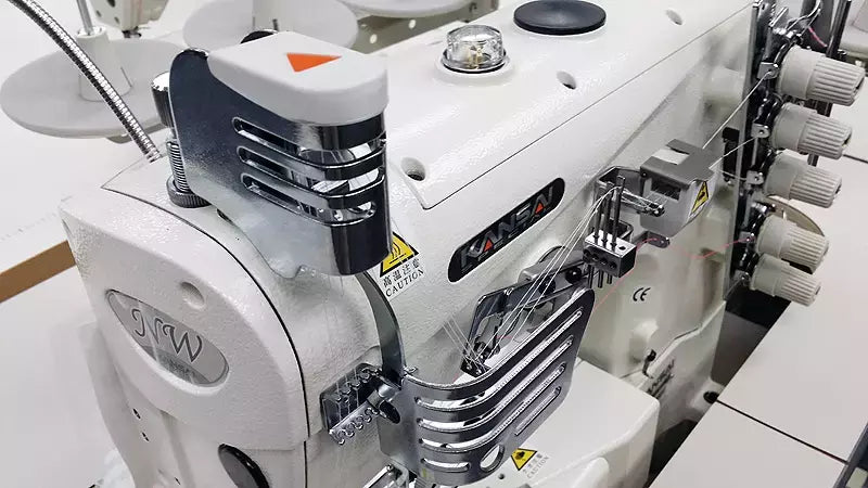 Industrial Coverstitch Sewing Machine 3-Needle Flat Bed with Binding Fittings - Kansai Special NW-8803GMG