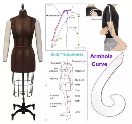 Dress Form Magnetic Left Arm Linen Cover for Metal Shoulder Pad - Size 0-24L