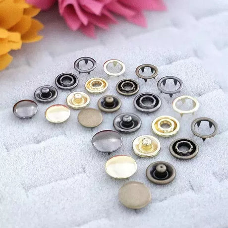 Prong Ring Snaps Metal Button Cover Secure Closure for Fabric - 16, 18, 24 Ligne