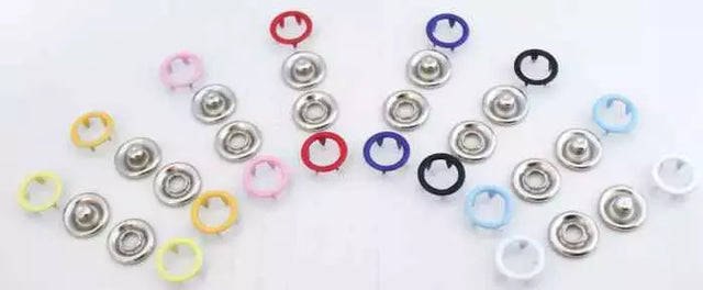 Prong Ring Snaps Enamel Open Ring Secure Fabric Closure - 9.5mm & 11mm