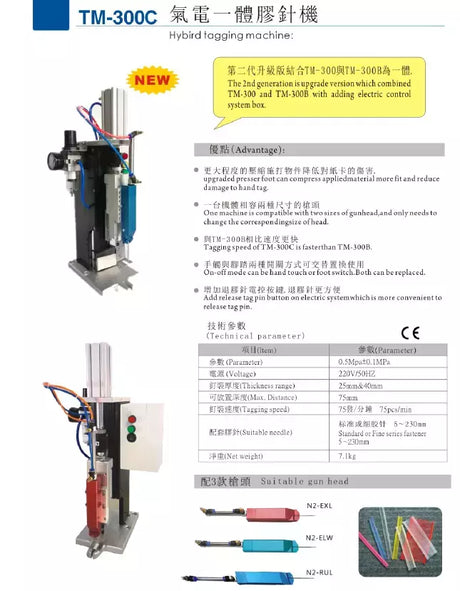 Pneumatic Tagging Machine Heavy-Duty Precision for Thick Materials - TM-300C