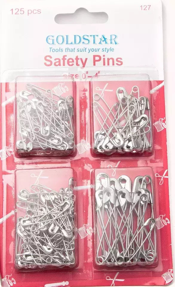 Safety Pins Assorted Sizes for Sewing, Quilting & Crafts - 125 Piece