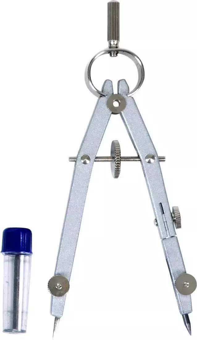 Metal Bow Compass Adjustable with Graphite Refills for Classroom Use