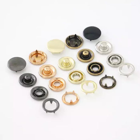 Prong Ring Snaps Metal Button Cover Secure Closure for Fabric - 16, 18, 24 Ligne