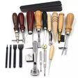 Leather Craft Punch Tools Kit Stainless Steel Heavy-Duty for Stitching and Carving - 18 Piece Set