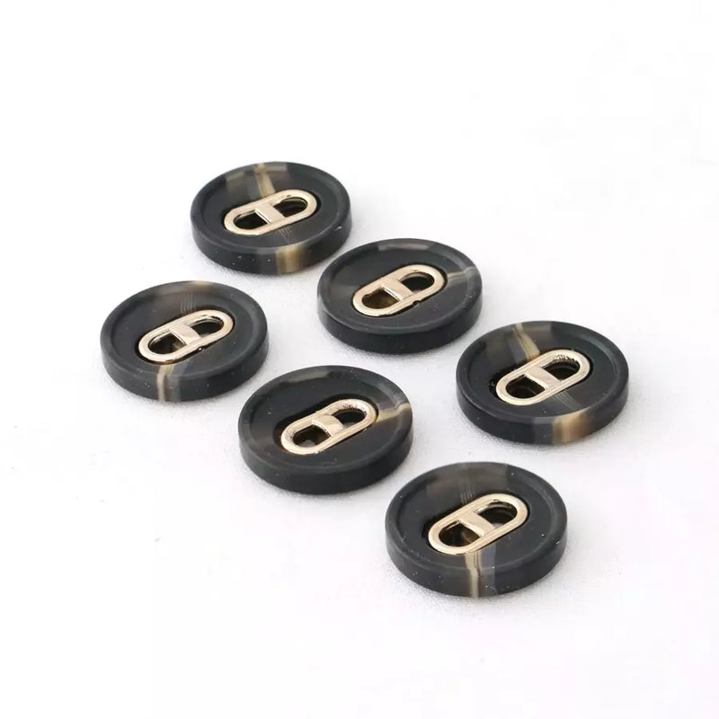 Resin Buttons Brown Metal Center Durable for Shirts & Crafts - 32L 4.0mm