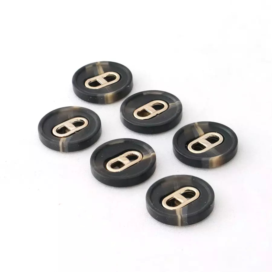 Resin Buttons Brown Metal Center Durable for Shirts & Crafts - 32L 4.0mm