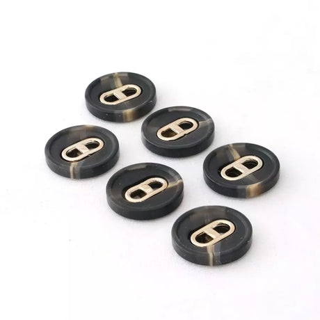 Resin Buttons Brown Metal Center Durable for Shirts & Crafts - 32L 4.0mm