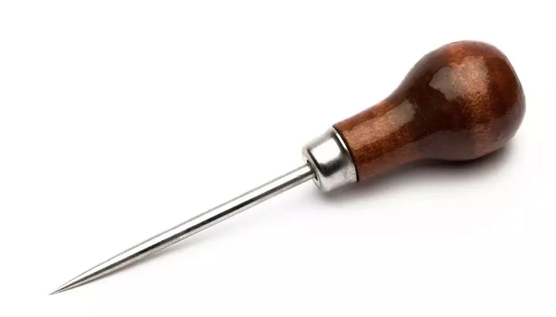 Awl Sturdy Steel Rounded Wood Handle for Sewing and Marking - 4-3/8"