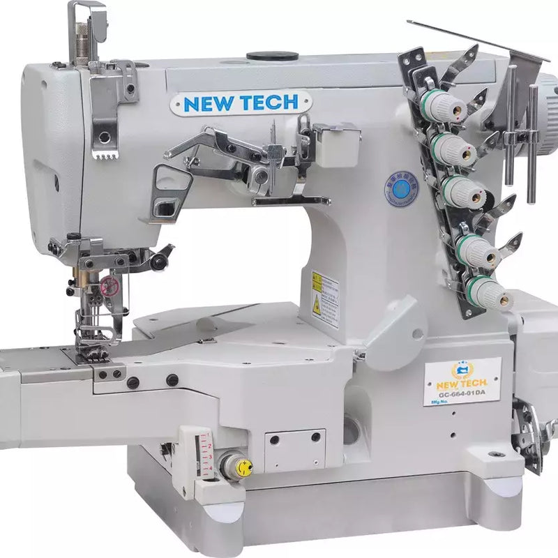 Coverstitch Industrial Sewing Machine 3-Needle 5-Thread Cylinder Bed - Built-in Direct Drive Servo Motor