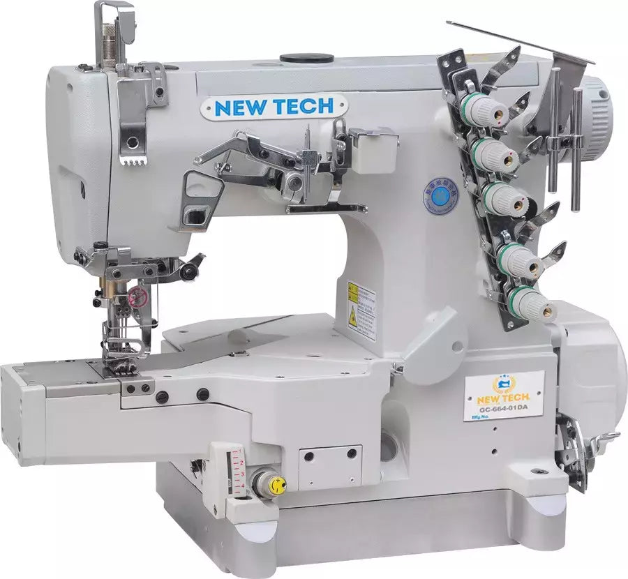 Coverstitch Industrial Sewing Machine 3-Needle 5-Thread Cylinder Bed - Built-in Direct Drive Servo Motor
