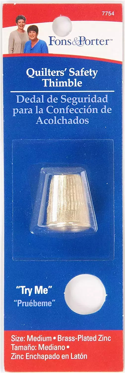 Safety Thimble Brass-Plated Zinc Precision for Quilting - Medium
