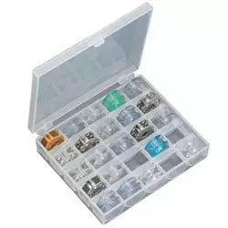 Bobbin Organizer Box Plastic Holds 25 SA156 Bobbins - Portable Snap-Tight Lid