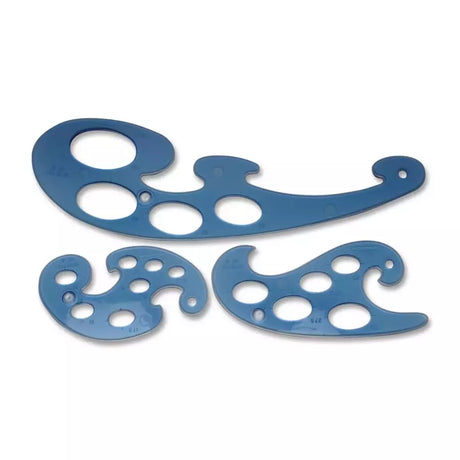 French Curve Template Set Plastic Raised Edge 10-50mm