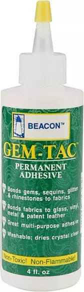 Permanent Fabric Adhesive Crystal Clear for Gems, Sequins & Rhinestones - 2 oz
