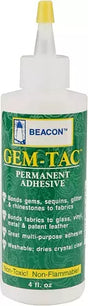 Permanent Fabric Adhesive Crystal Clear for Gems, Sequins & Rhinestones - 2 oz