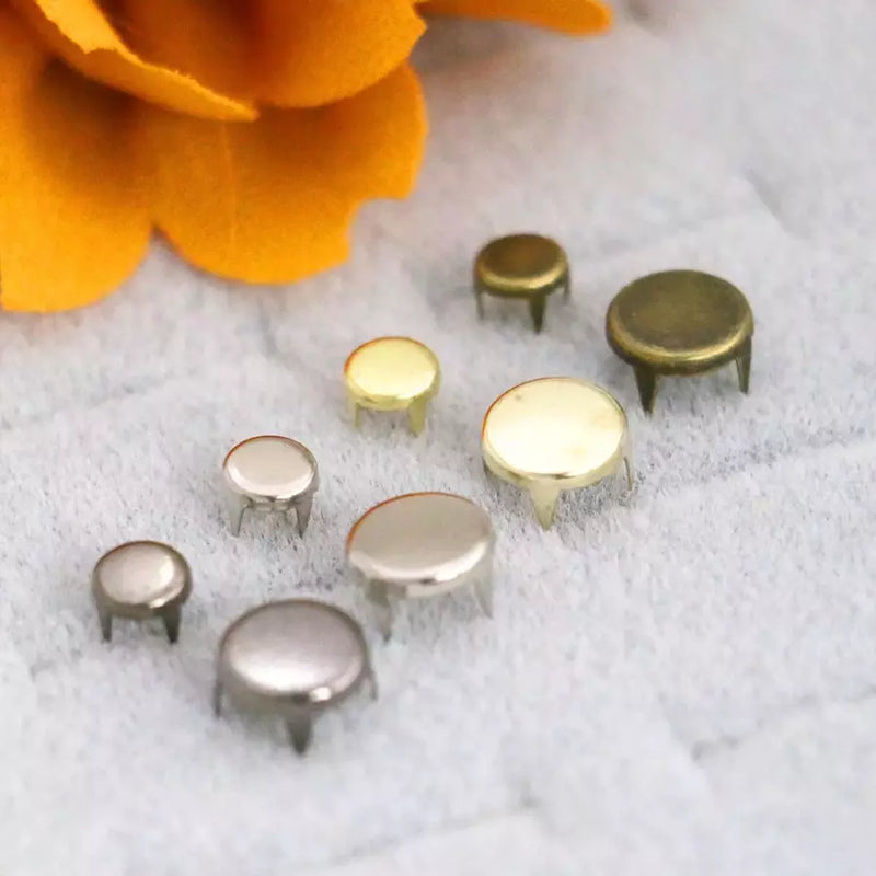 Prong Rivets Flat Round Durable Fasteners for Leather Bags - 6mm