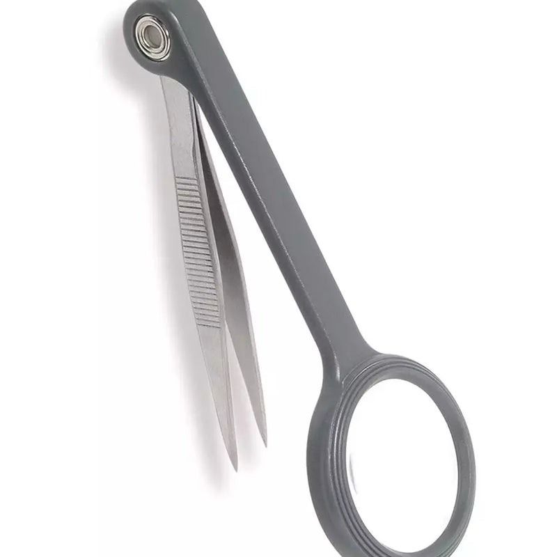 4.5x Magnifier Precision Tweezers for Hobbies and Splinter Removal - 1.2 Inch Lens