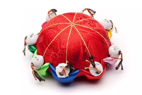 Pin Cushion Traditional Chinese Style Colorful Sewing Notions - 3 3/4" Diameter