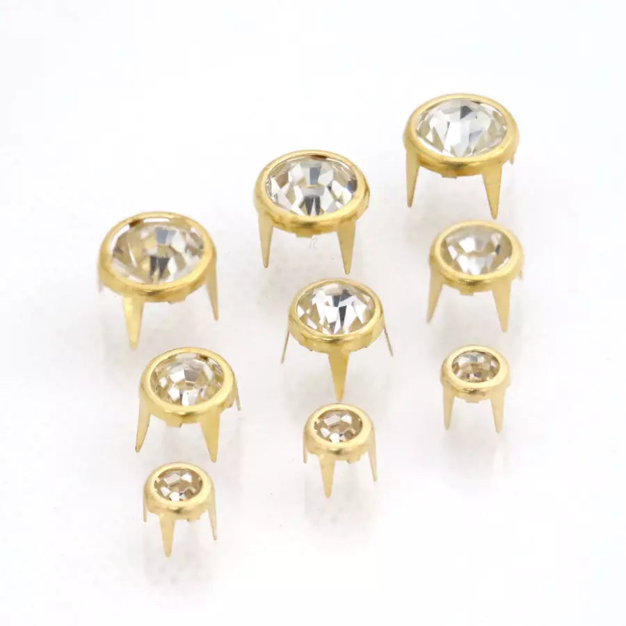 Rivets 4-Prong Transparent Rhinestone Decorative Rivets for Bags & Garments - 6mm