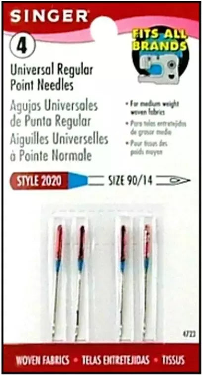 Sewing Machine Needles Regular Point Size 14 for Medium-Weight Wovens - 4 Pack