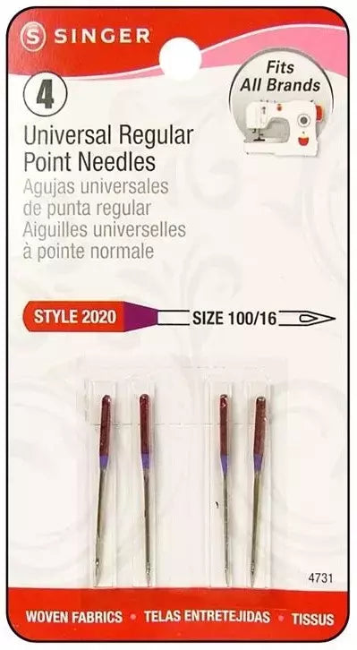 Sewing Machine Needles Regular Point Size 16 for Heavy Fabrics - 4 Pack