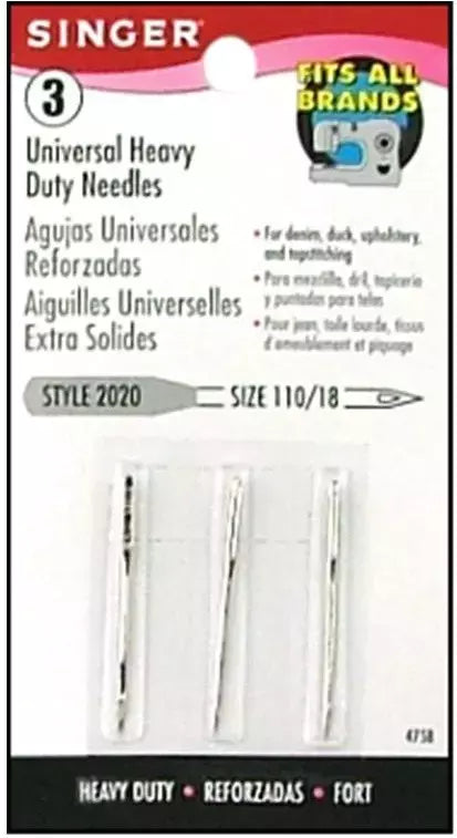 Sewing Machine Needles Regular Point Size 18 for Heavy-Duty Denim and Upholstery - 3 Pack
