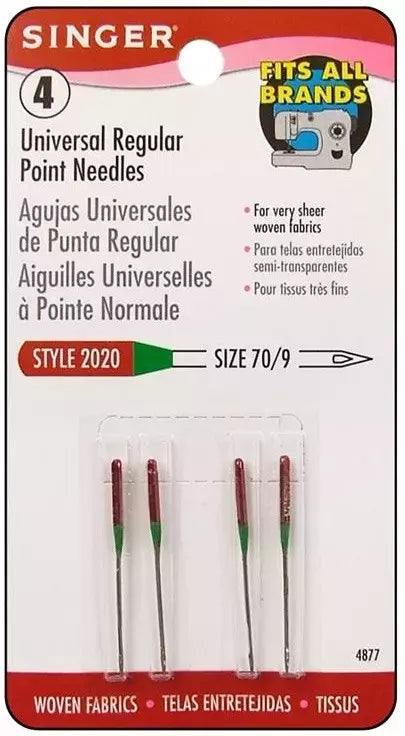 Sewing Machine Needles Regular Point Size 9 for Sheer Fabrics - 4 Pack